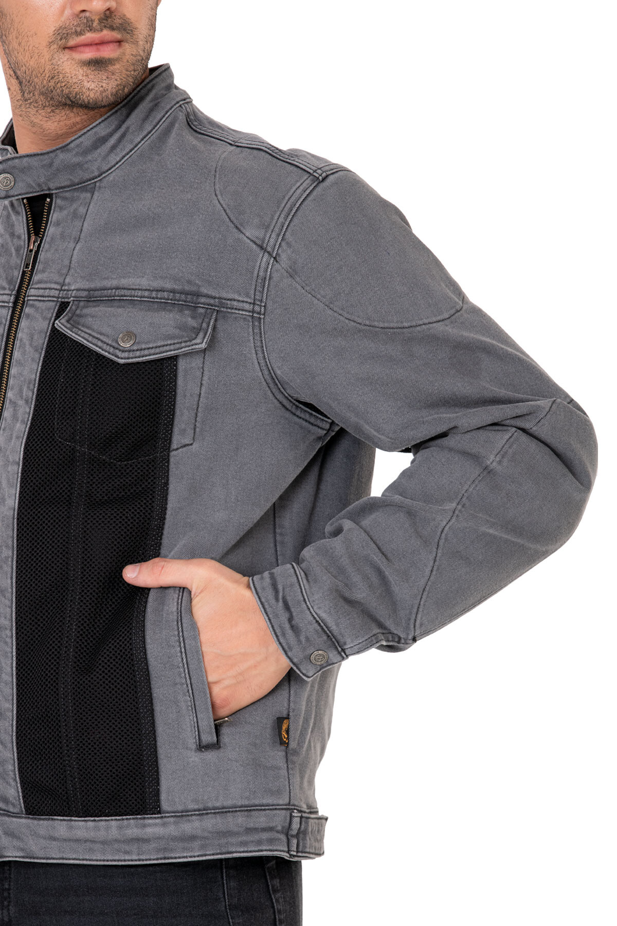 Silver Ice Armoured Mesh Motorcycle Jean Jacket Man - 10