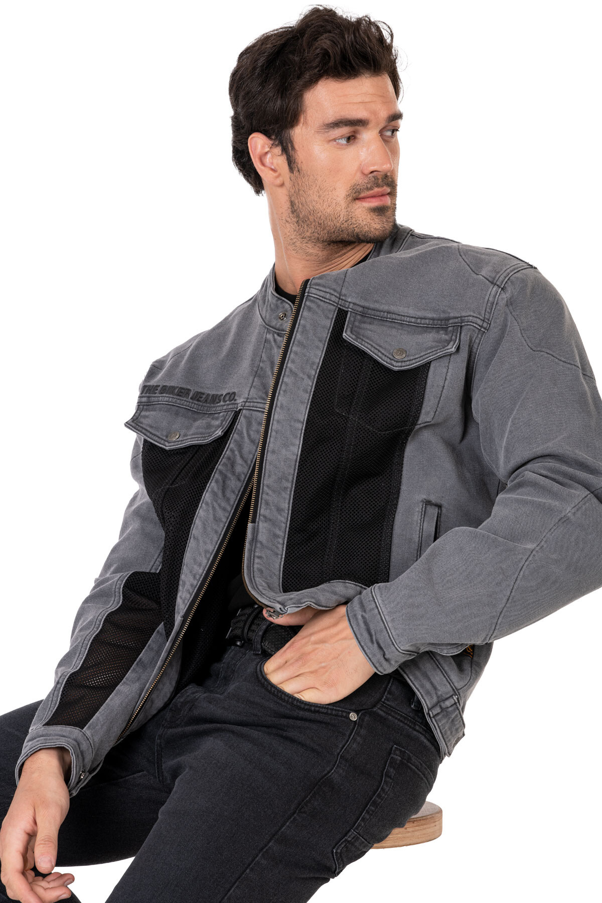 Silver Ice Armoured Mesh Motorcycle Jean Jacket Man - 12