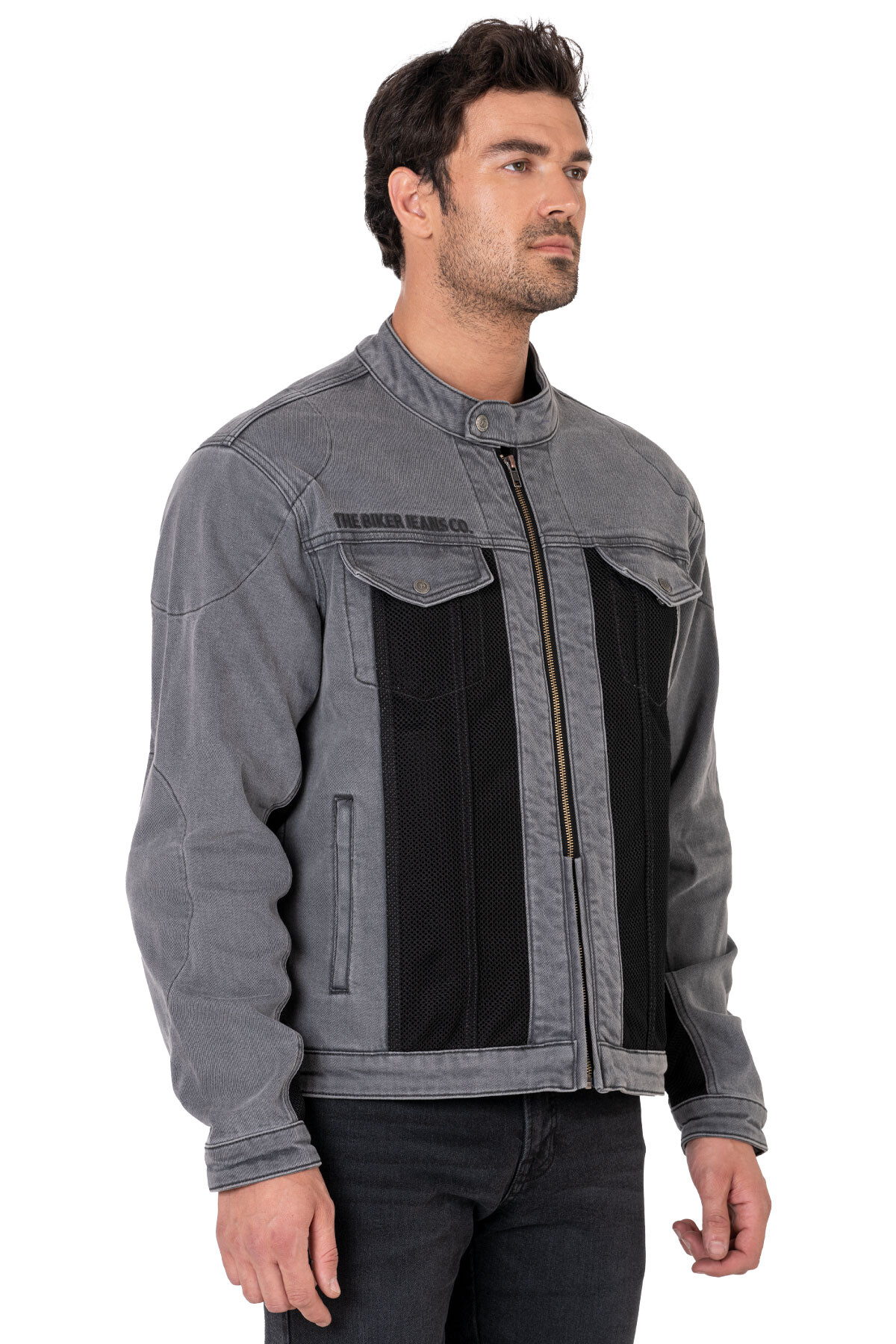 Silver Ice Armoured Mesh Motorcycle Jean Jacket Man - 1