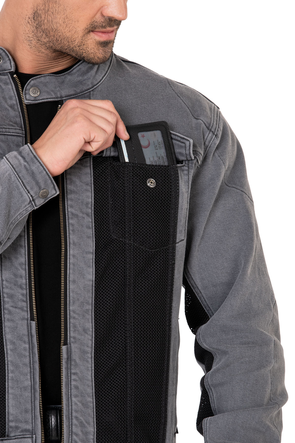 Silver Ice Armoured Mesh Motorcycle Jean Jacket Man - 13