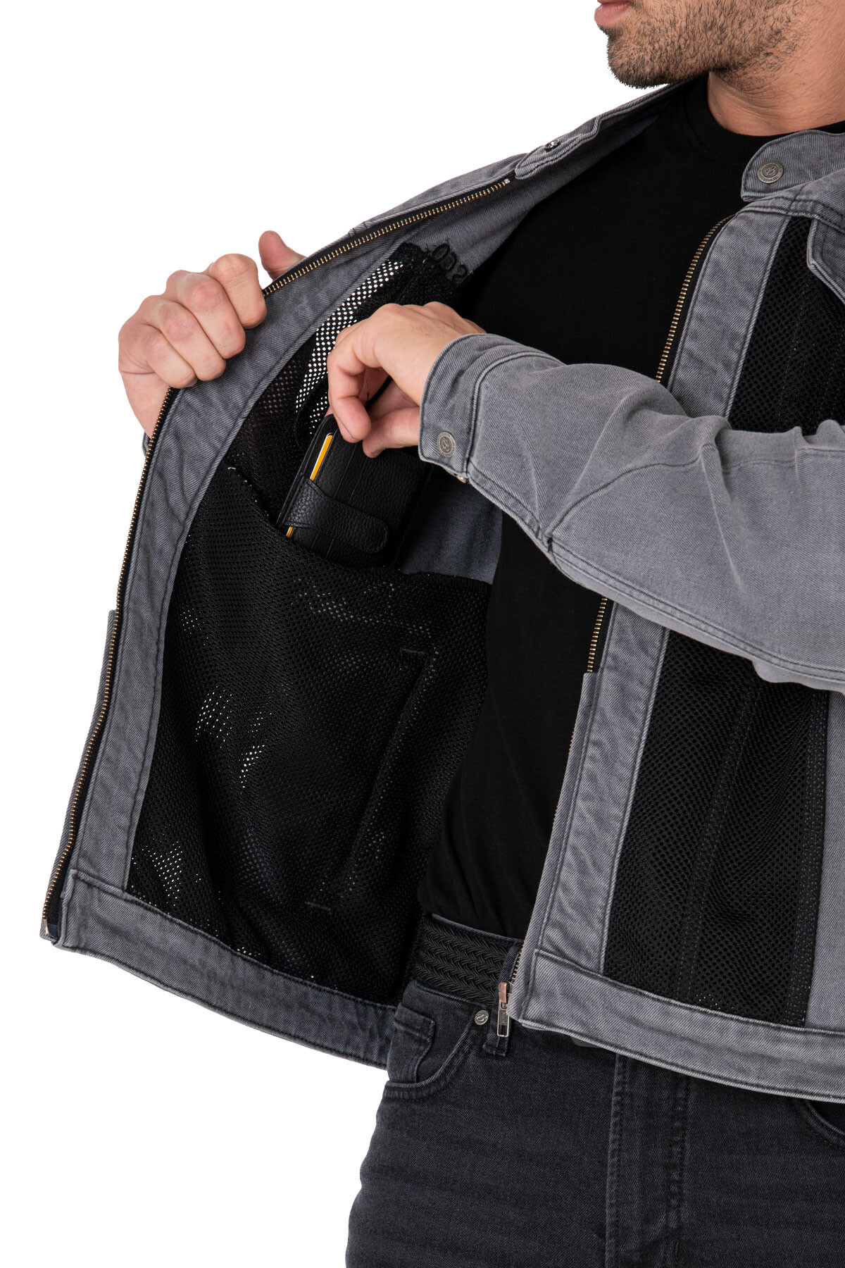 Silver Ice Armoured Mesh Motorcycle Jean Jacket Man - 15