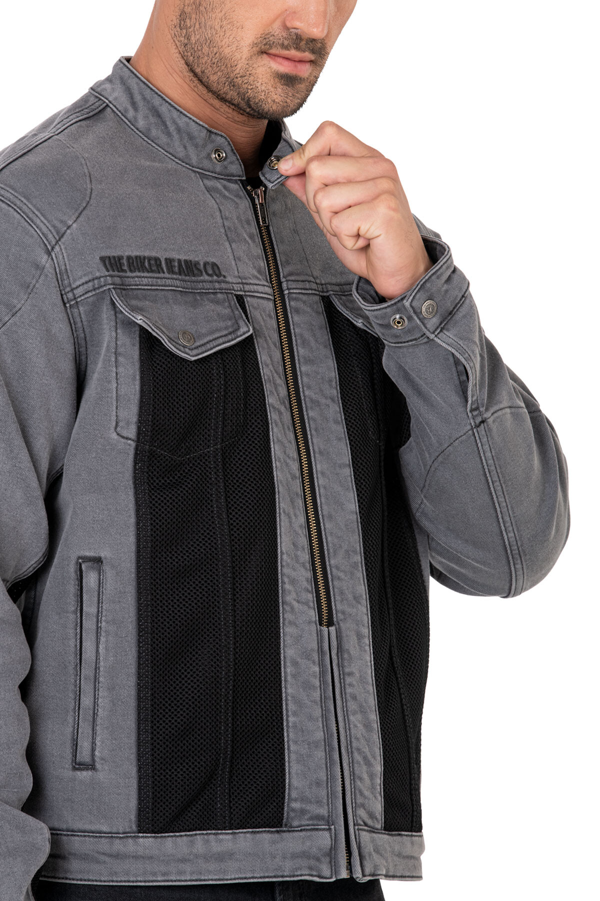 Silver Ice Armoured Mesh Motorcycle Jean Jacket Man - 16