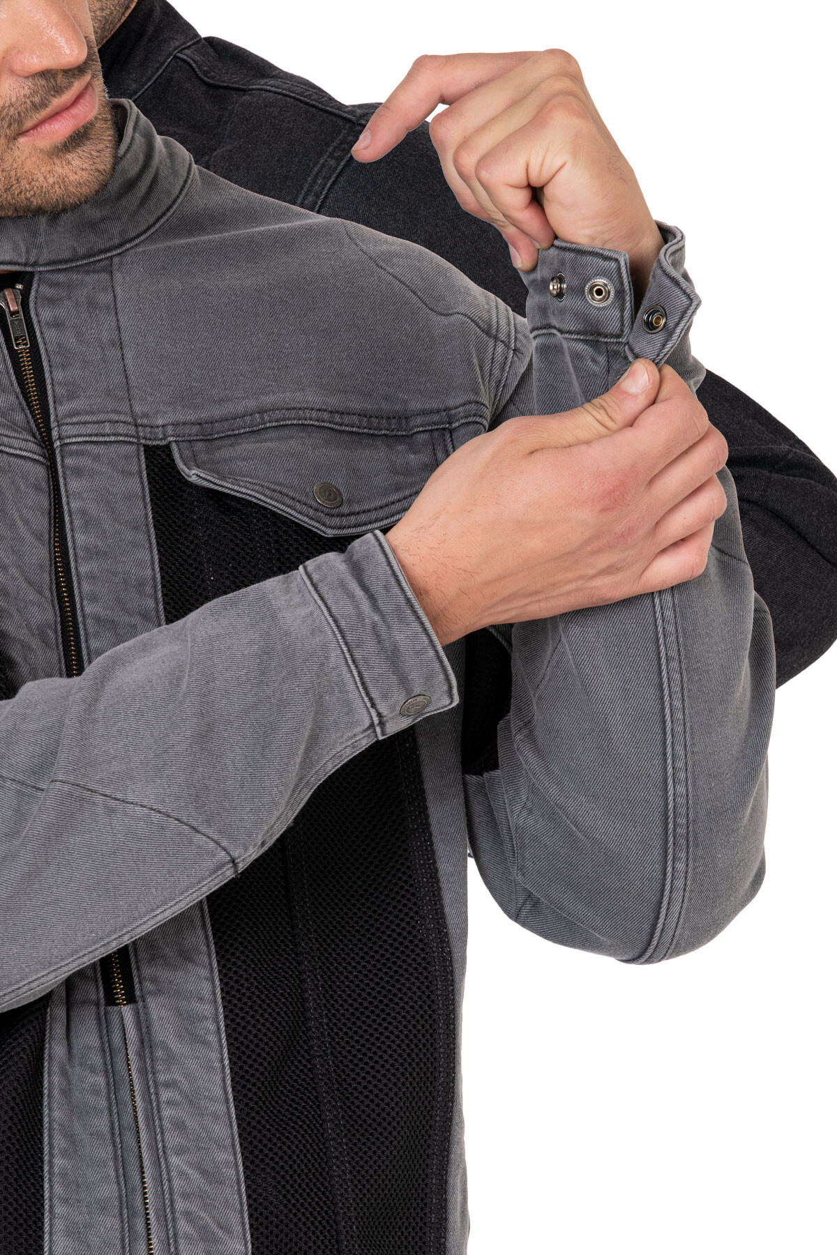 Silver Ice Armoured Mesh Motorcycle Jean Jacket Man - 17