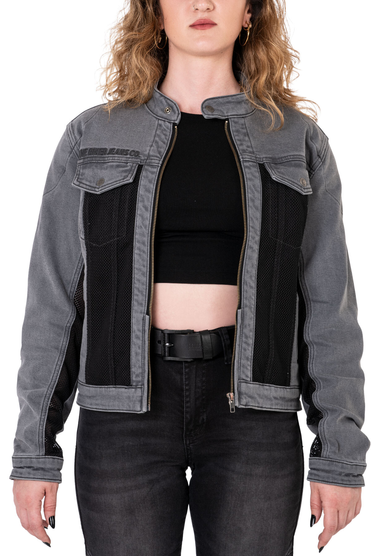 Silver Ice Armoured Mesh Motorcycle Jean Jacket Woman - 3