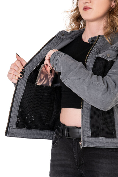 Silver Ice Armoured Mesh Motorcycle Jean Jacket Woman - 9