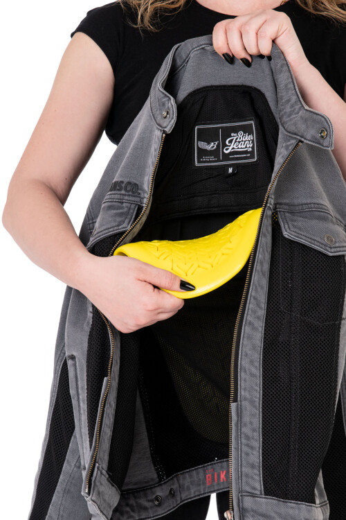 Silver Ice Armoured Mesh Motorcycle Jean Jacket Woman - 13