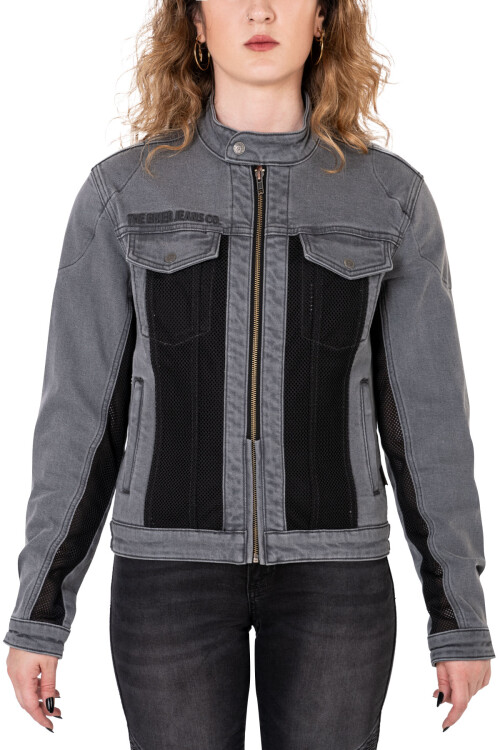 Silver Ice Armoured Mesh Motorcycle Jean Jacket Woman - 2