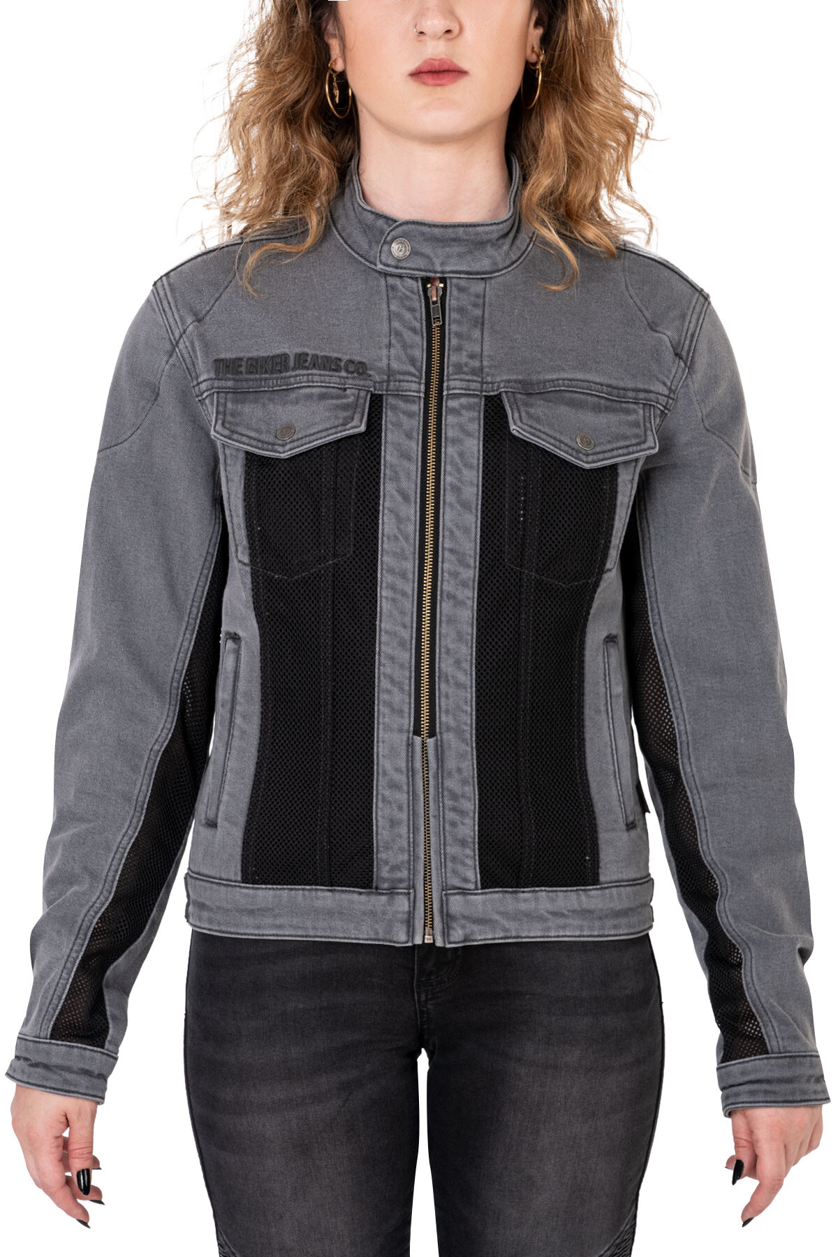 Silver Ice Armoured Mesh Motorcycle Jean Jacket Woman - 2