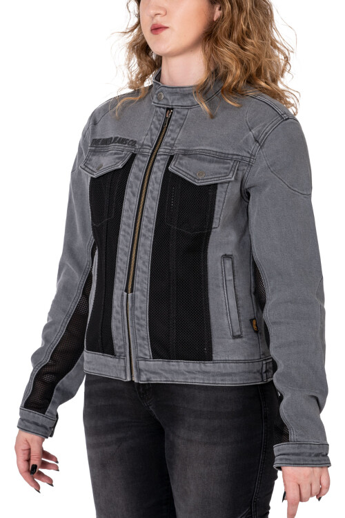 Silver Ice Armoured Mesh Motorcycle Jean Jacket Woman - 5