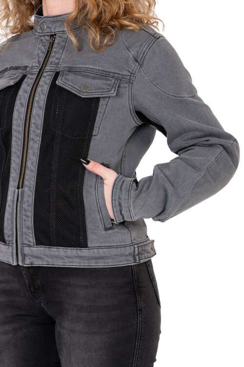Silver Ice Armoured Mesh Motorcycle Jean Jacket Woman - 12