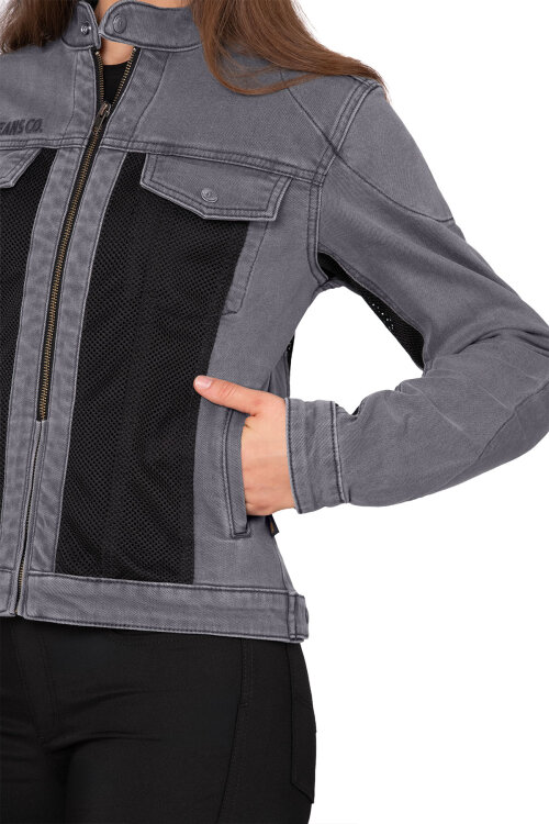 Silver Ice Armoured Mesh Motorcycle Jean Jacket Woman - 10