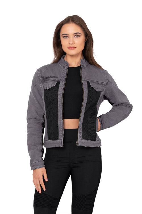 Silver Ice Armoured Mesh Motorcycle Jean Jacket Woman - 3