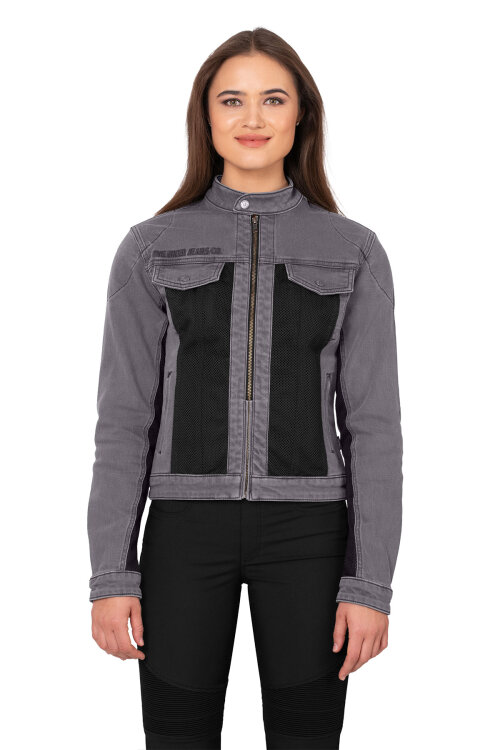 Silver Ice Armoured Mesh Motorcycle Jean Jacket Woman - 2