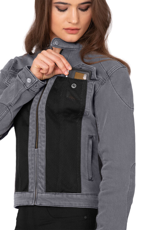 Silver Ice Armoured Mesh Motorcycle Jean Jacket Woman - 9