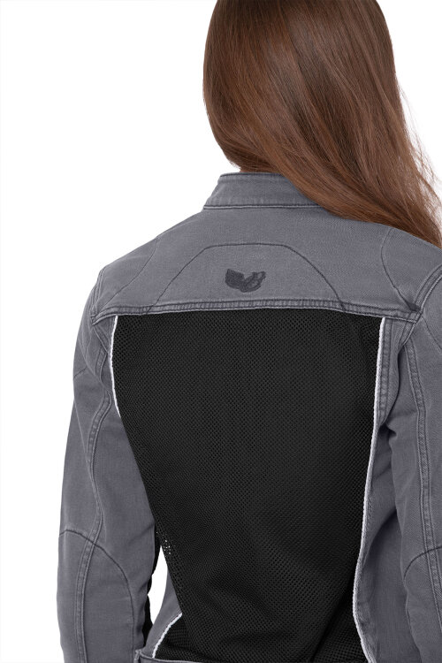 Silver Ice Armoured Mesh Motorcycle Jean Jacket Woman - 6