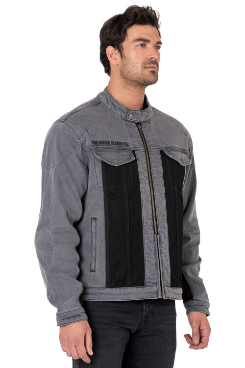 Silver Ice Korumalı File Motosiklet Kot Montu Erkek - The Biker Jeans