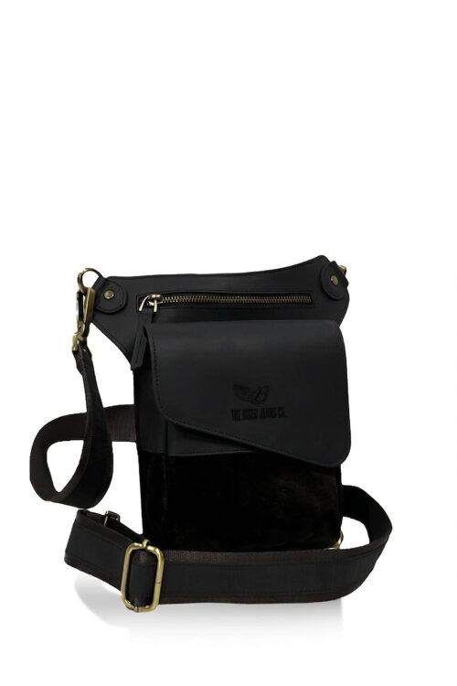 Texas Black Hakiki Deri Bacak Çantası - The Biker Jeans
