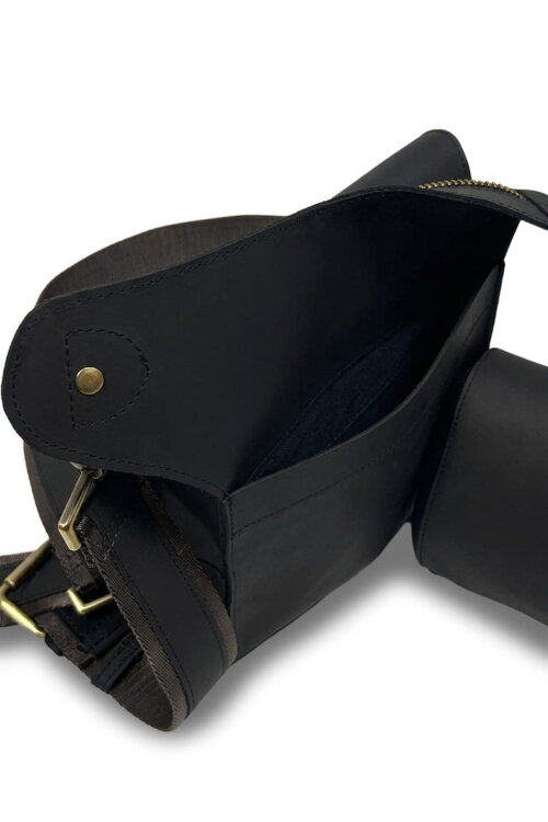 Texas Black Hakiki Deri Bacak Çantası - 2