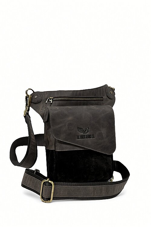 Texas Grey Hakiki Deri Bacak Çantası - The Biker Jeans