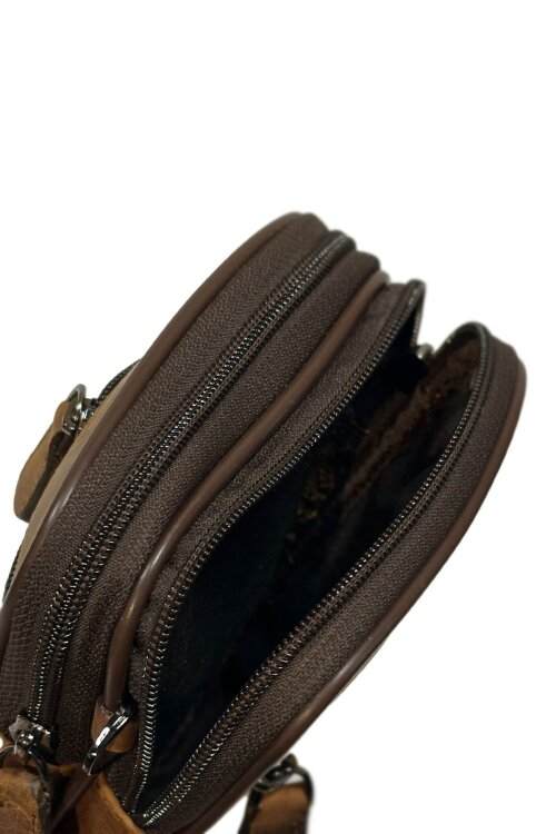 Tokyo Çapraz Hakiki Deri Çanta - Çift Gözlü - 4