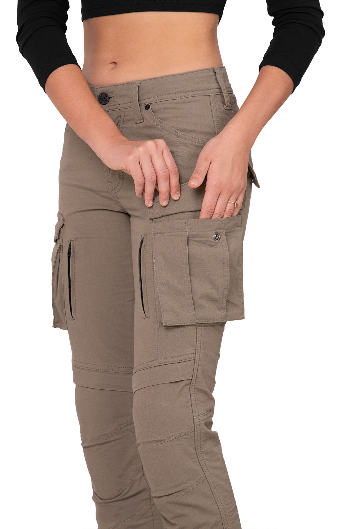 Truva Cargo Beige Korumalı Motosiklet Pantolonu Kadın - 9