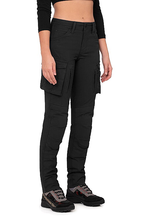 Truva Cargo Black Korumalı Motosiklet Pantolonu Kadın - The Biker Jeans