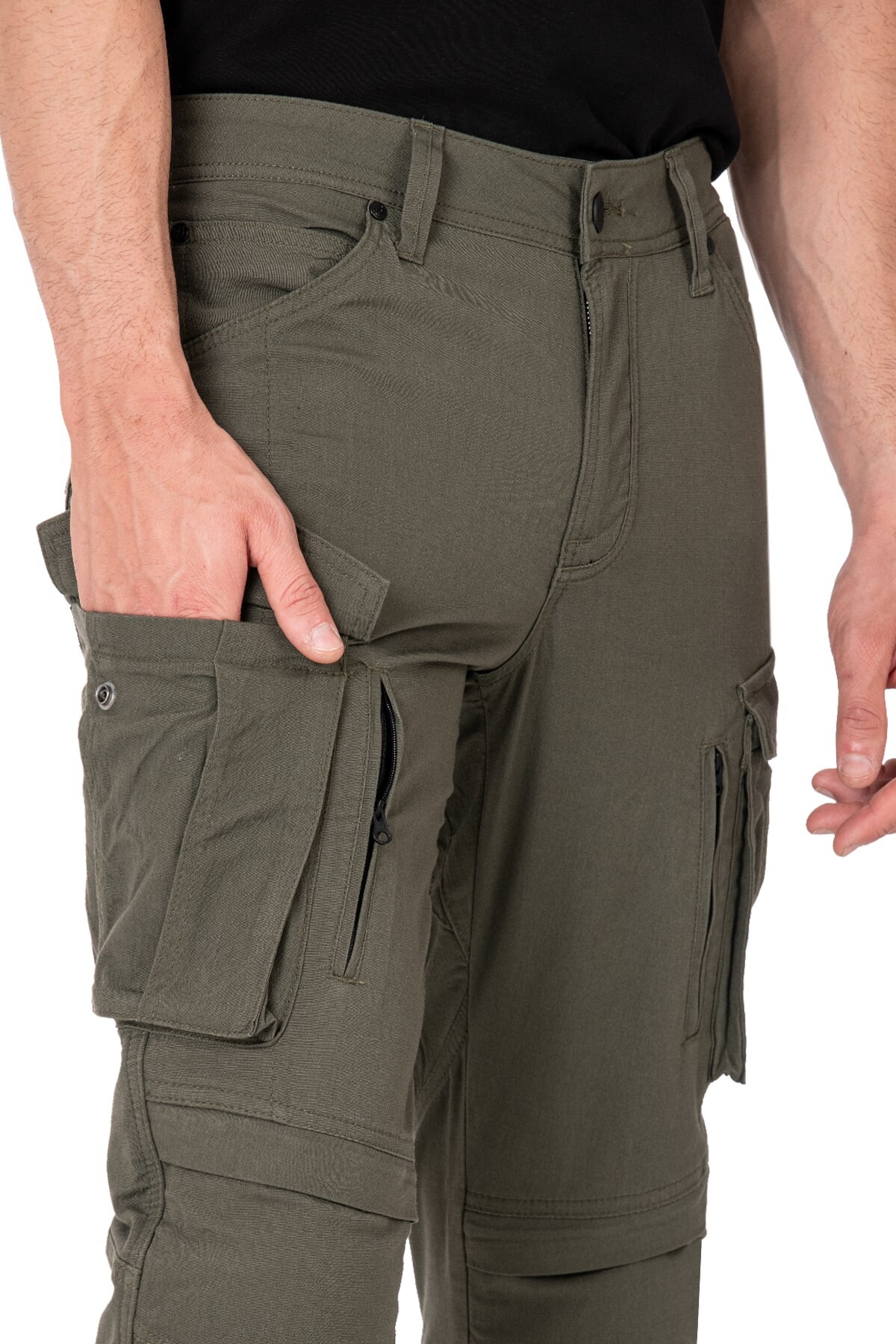 Truva Cargo Khaki Korumalı Motosiklet Pantolonu Erkek - 8