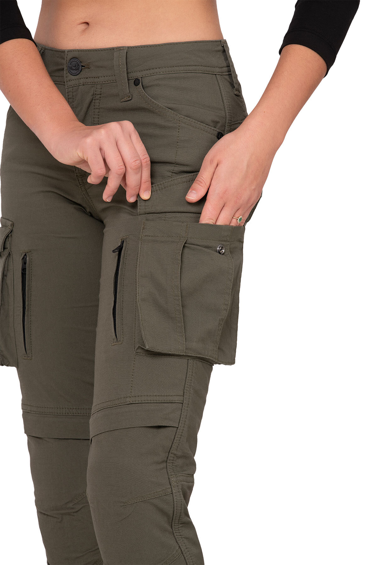 Truva Cargo Khaki Korumalı Motosiklet Pantolonu Kadın - 8